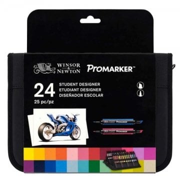 Winsor & Newton Promarker Kalem 24 Renk Çantalı Set Student Designer
