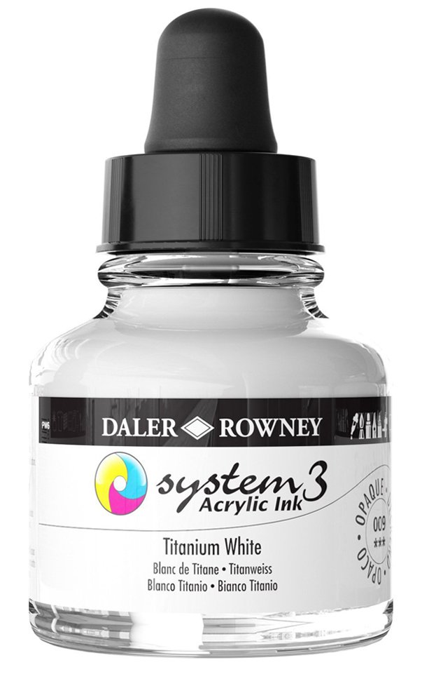 Daler Rowney System 3 Sıvı Akrilik Mürekkep Boya 29.5ml 009 Titanium White