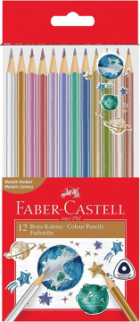 Faber Castell Metalik Üçgen Kuruboya 12'li