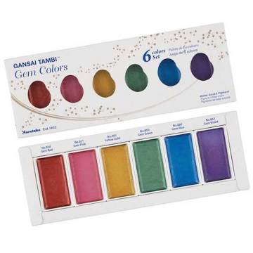 Zig Kuretake Gansai Tambi Gem Colors Mücevher Renkleri Sulu Boya 6 Renk