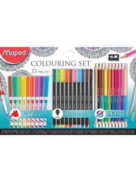 MAPED OKUL SETİ 33'LÜ (10'LU BRUSH + 10'LU FİNELİNER + 12'Lİ DUO BOYA)