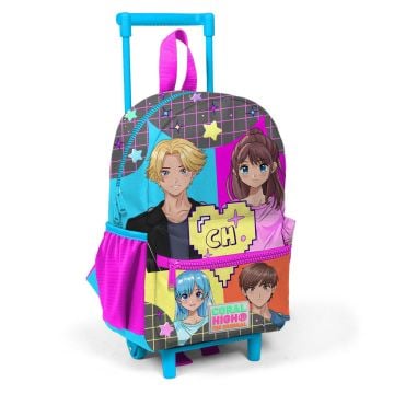 Coral High Minik Yuva Çekçekli Sırt Çantası Gri Mavi Pembe Anime Desenli İki Bölmeli 24037