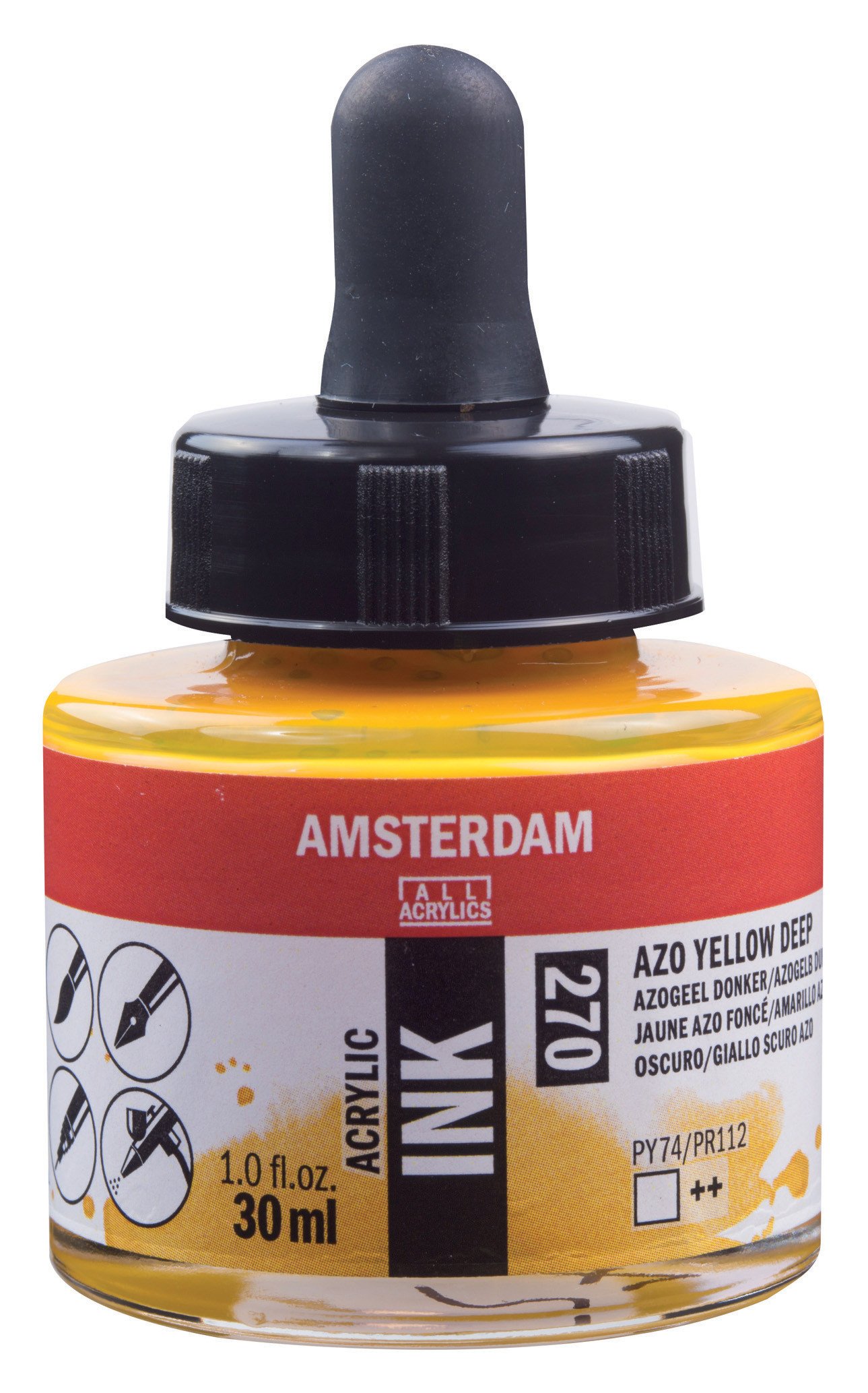 Amsterdam Sıvı Akrilik Mürekkep Boya 30ml 270 Azo Yellow Deep