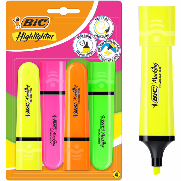 BİC FOSFORLU KALEM 4'LÜ BLİSTER NEON KARIŞIK