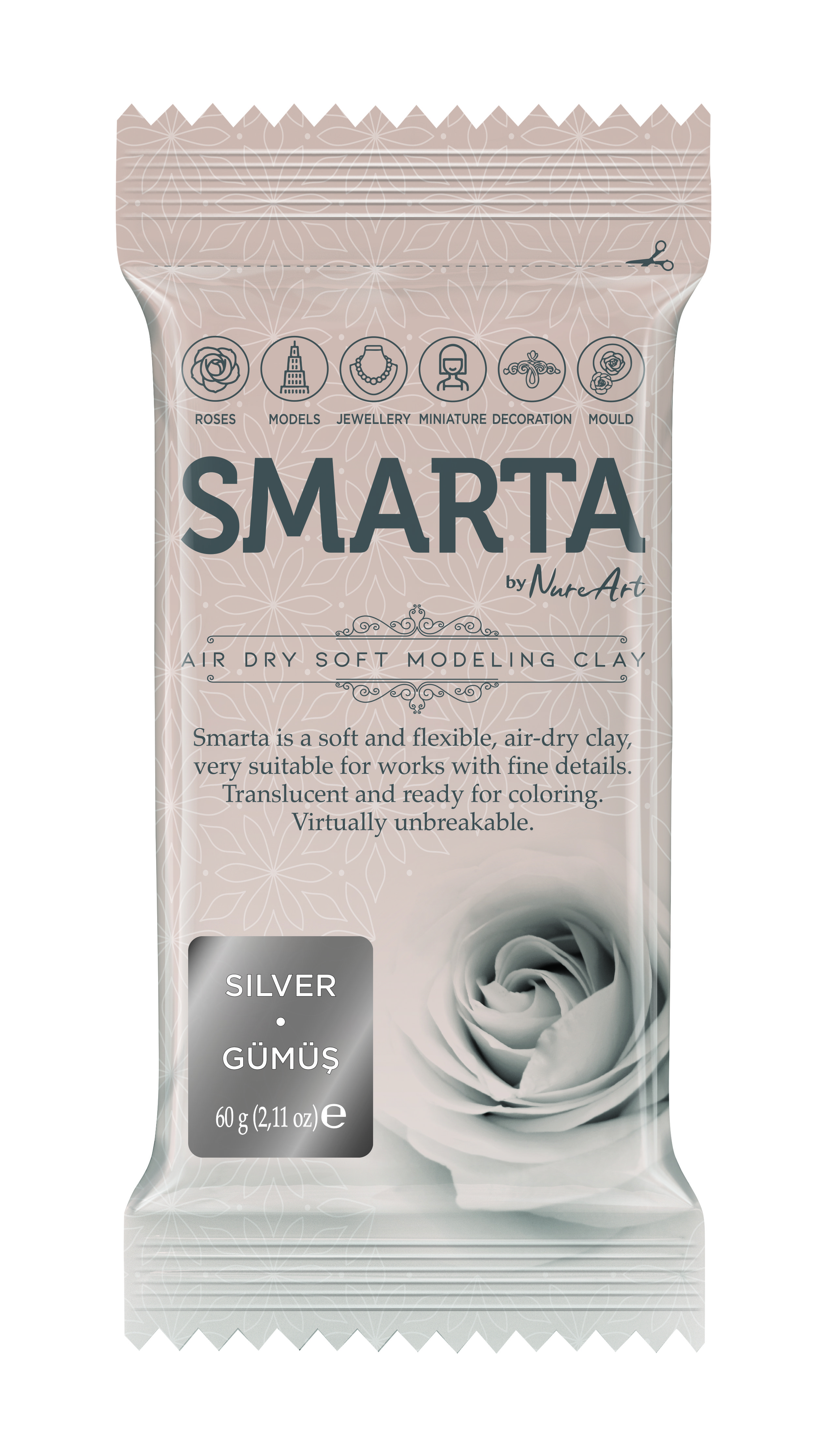 Smarta Kil Hamur Modelleme 60 gr Metalik Gümüş