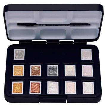 Van Gogh Metalik Tablet Sulu Boya 12 Renk Fırça+Defter Hediyeli