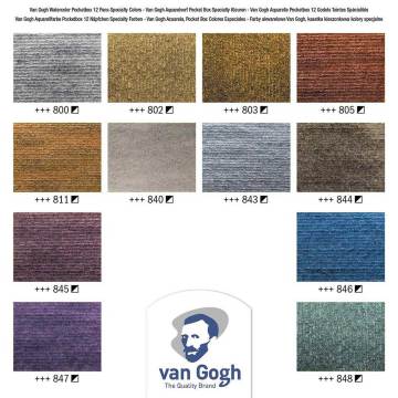 Van Gogh Metalik Tablet Sulu Boya 12 Renk Fırça+Defter Hediyeli