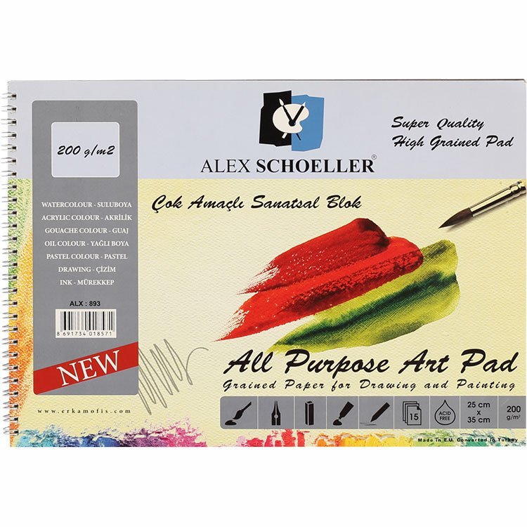 Alex Schoeller Çok Amaçlı Çizim Defteri A3 cm 200 gr 20 Sayfa