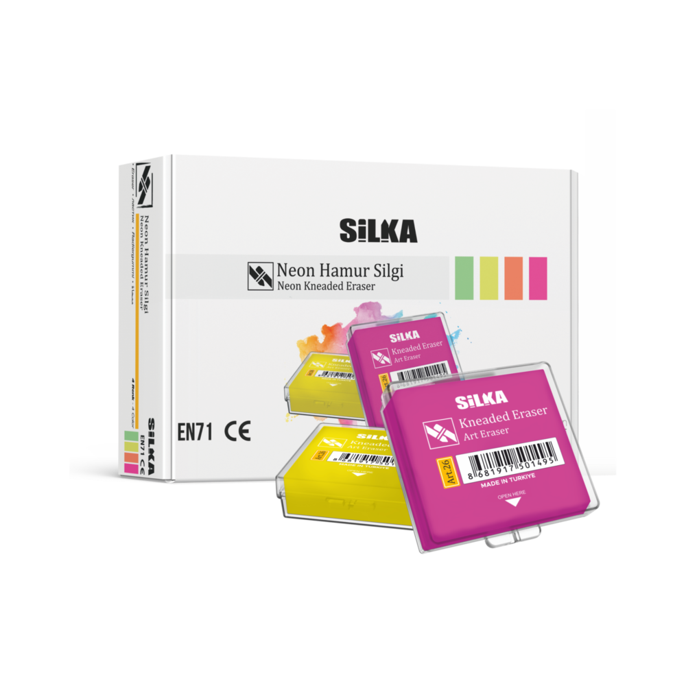 Silka Plastik Kutulu Hamur Silgi Renkli