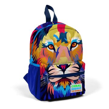 Coral High Minik Yuva Sırt Çantası Lacivert Saks Aslan Desenli İki Bölmeli 23541
