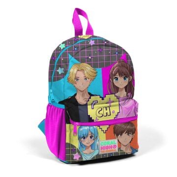 Coral High Minik Yuva Sırt Çantası Gri Mavi Pembe Anime Desenli İki Bölmeli 23537