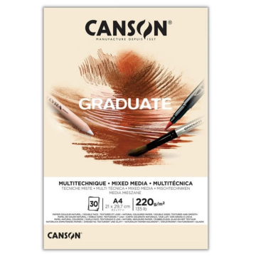 Canson Graduate Mixed Media Naturel Defter A4 220gr 30yp