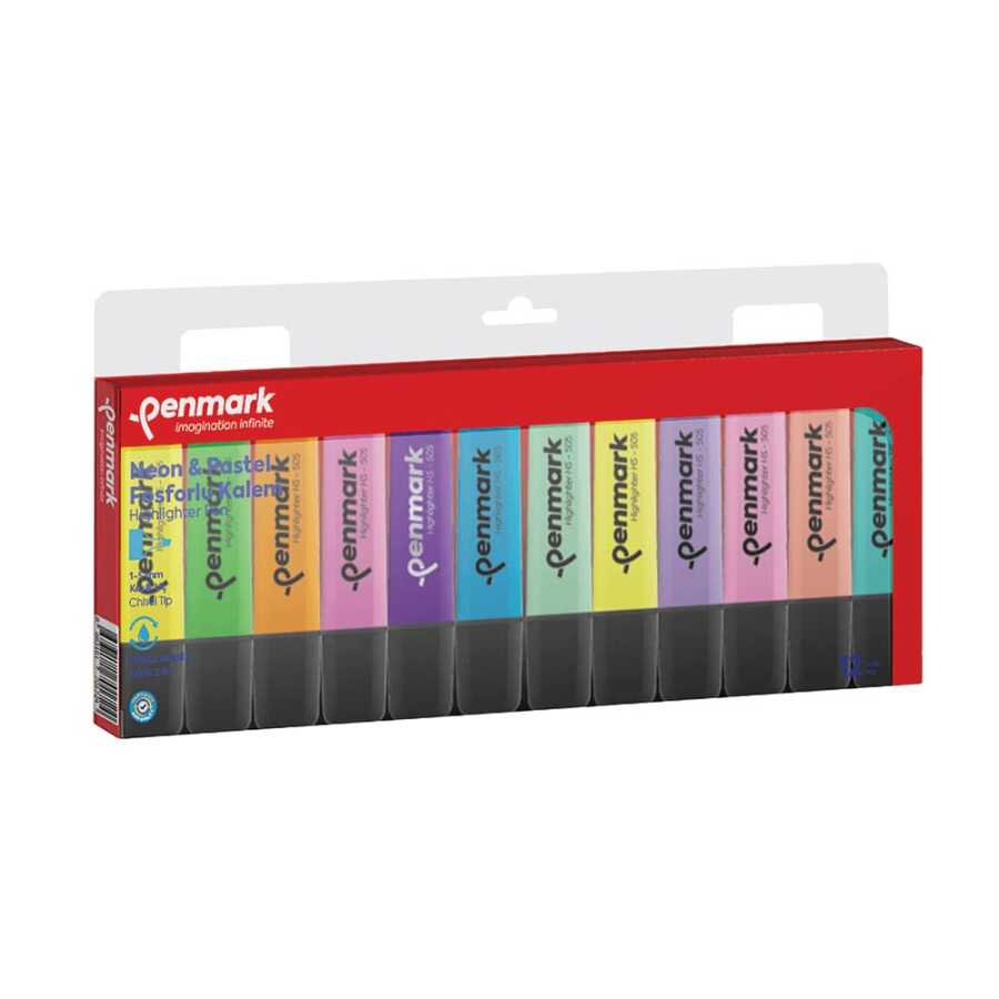 Penmark Fosforlu Kalem 12 Renk Set 6 PASTEL + 6 NEON