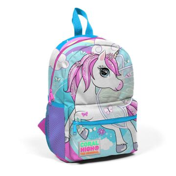 Coral High Minik Yuva Sırt Çantası Mavi Neon Pembe Unicorn Desenli İki Bölmeli 23511
