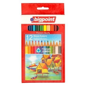 Bigpoint Jumbo Üçgen Kuru Boya Kalemi 12 Renk