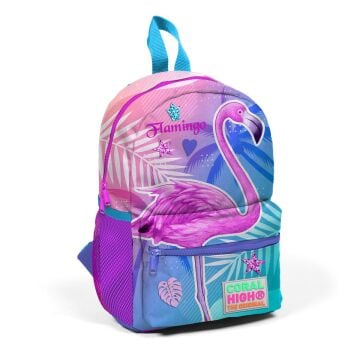 Coral High Minik Yuva Sırt Çantası Lavanta Pembe Flamingo Desenli İki Bölmeli 23505