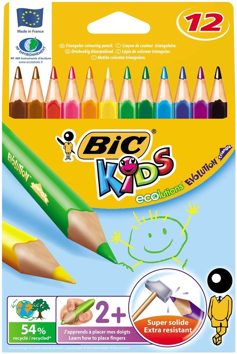 Bic Evolutıon Üçgen Jumbo Boya Kalemi 12 Renk