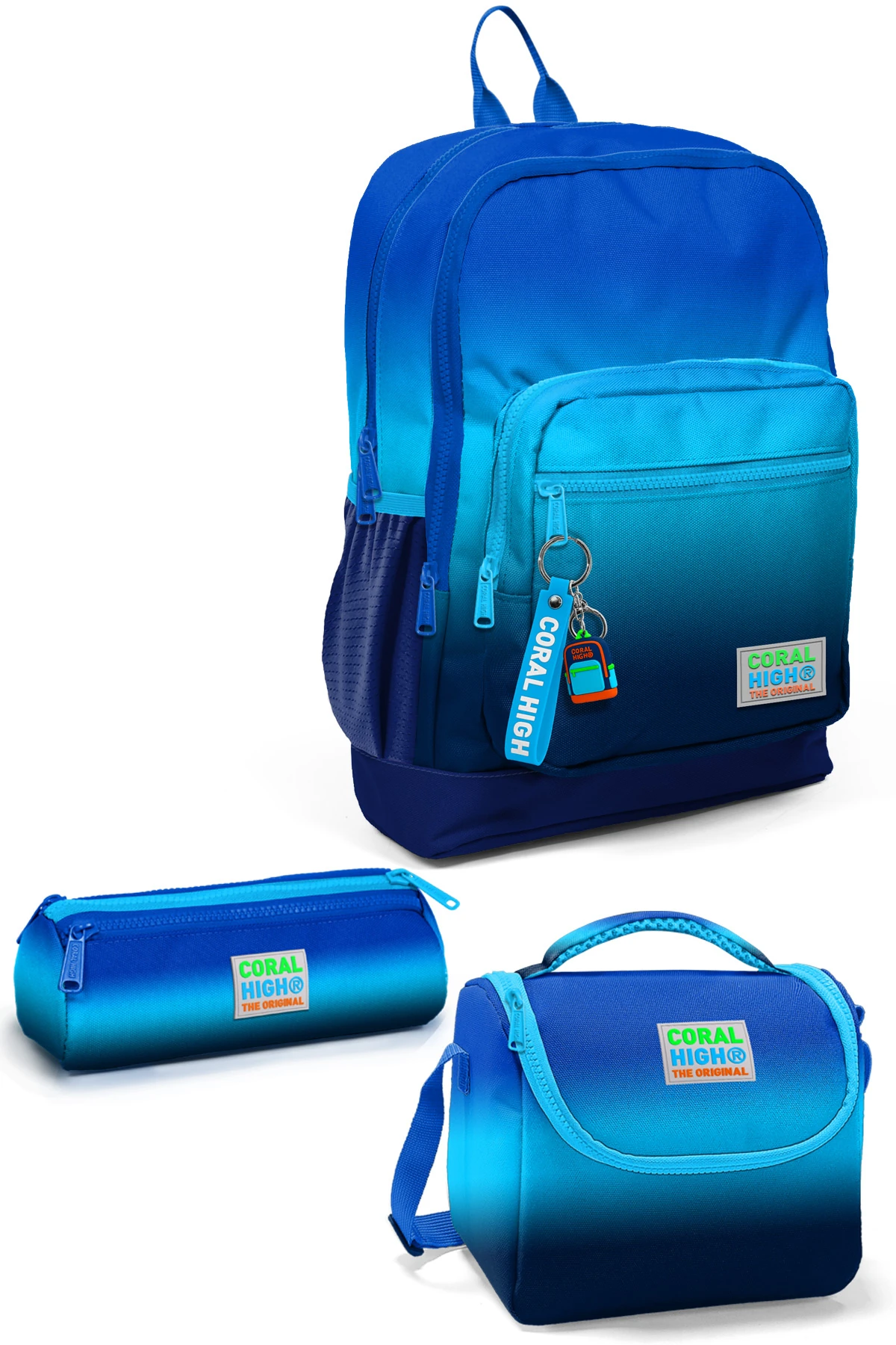 Coral High Kids Lacivert Mavi Renk Geçişli 3’lü Okul Çanta Seti SET0123745