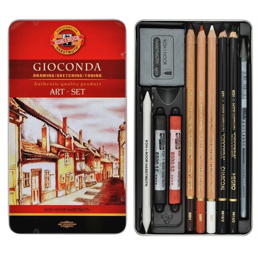 Koh-i Noor Gioconda Art Set Karakalem Eskiz Çizim Seti Metal Kutu