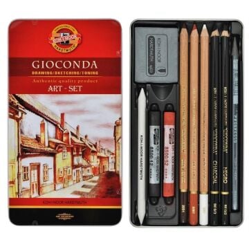 Koh-i Noor Gioconda Art Set Karakalem Eskiz Çizim Seti Metal Kutu