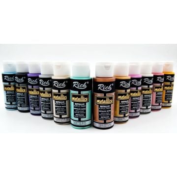 Rich Mastermix Akrilik Boya Seti 12 Renk 60 cc Metalik Renkler