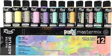 Rich Mastermix Akrilik Boya Seti 12 Renk 60 cc Pastel Renkler