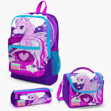 Coral High Kids Mor Pembe Unicorn Desenli 3’lü Okul Çanta Seti SET0123708