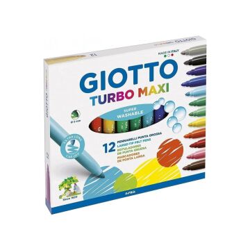 Giotto Turbo Maxi Kalın Uçlu Keçeli Boya Kalemi 12 Renk