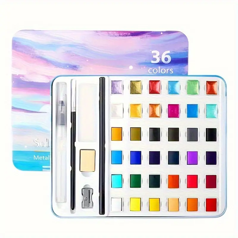 Art Design Tablet Suluboya Seti 36 Renk Metal Kutu