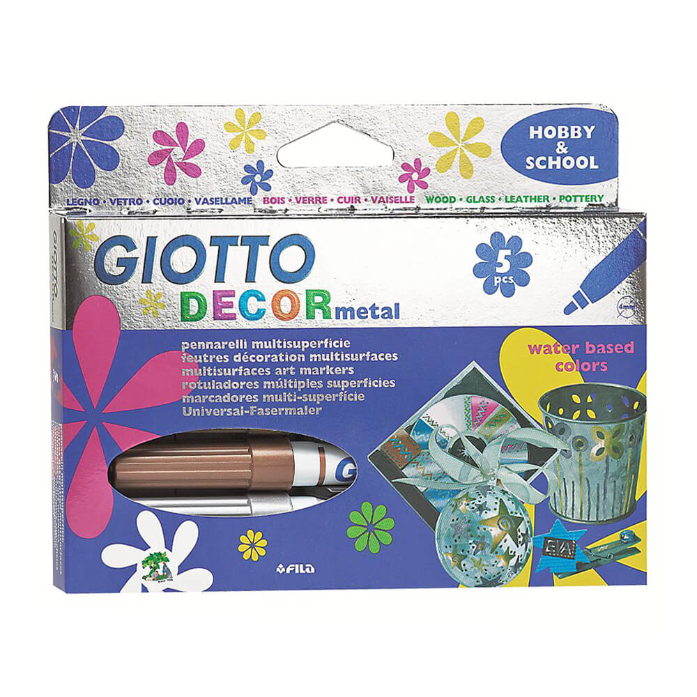 Giotto Decor Metal Her Yüzey İçin Metalik Keçeli Boya Jumbo 5 Renk
