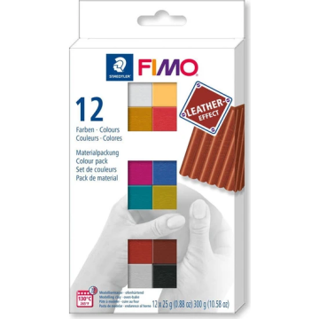 Staedtler Fimo Deri Effect 25GR x 12 Renk Polimer Kil Set C12-2