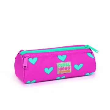 Coral High Kids Neon Pembe Su Yeşili Kalp Desenli 3’lü Okul Çanta Seti SET0123113