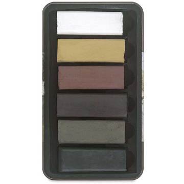 Derwent XL Charcoal Block Kalın Kömür Füzen 6'lı Teneke Kutu