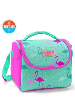 Coral High Kids Su Yeşili Neon Pembe Flamingo Desenli 3’lü Okul Çanta Seti SET0123111