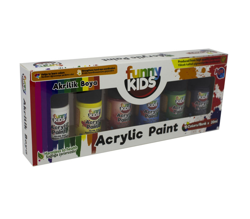 Funny Kids Akrilik Boya 6 Renk 20 ml