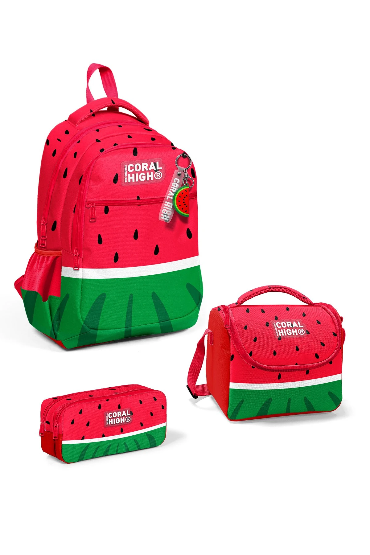Coral High Kids Kırmızı Yeşil Karpuz Desenli 3’lü Okul Çanta Seti SET14428