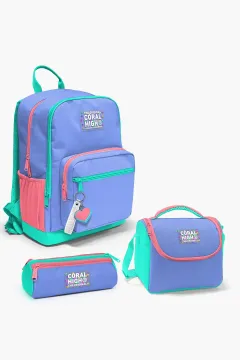 Coral High Kids Derin Mavi Desenli 3’lü Okul Çanta Seti SET0123641