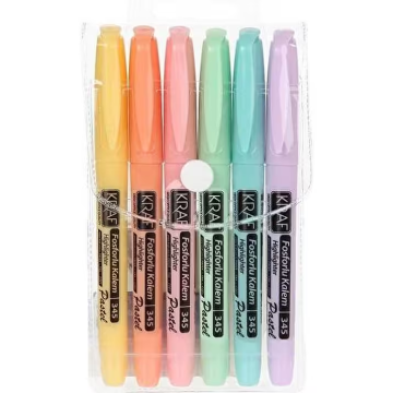 Kraf Pastel Fosforlu Kalem 6 Renk Set