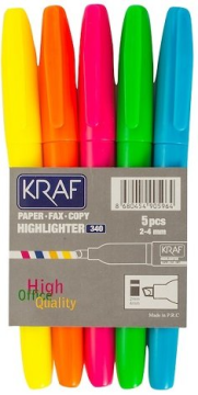 Kraf Fosforlu Kalem Highlighter 5 Renk Set  2-4mm