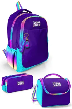Coral High Kids Rainbow Fermuarlı Mor 3’lü Okul Çanta Seti SET0123662