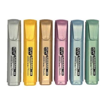 Kraf Metalik Fosforlu Kalem 6 Renk Set