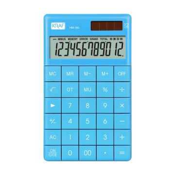 KRAF HESAP MAKİNESİ MASAÜSTÜ 12 HANE HM-180 BL MAVİ