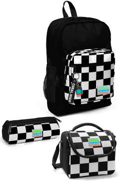 Coral High Kids Siyah Dama Desenli 3’lü Okul Çanta Seti SET0123714