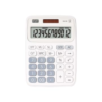 KRAF HESAP MAKİNESİ MASAÜSTÜ 12 HANE HM-185 WT BEYAZ