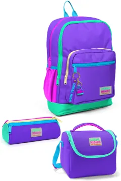 Coral High Kids Mor Renk Detaylı 3’lü Okul Çanta Seti SET0123734