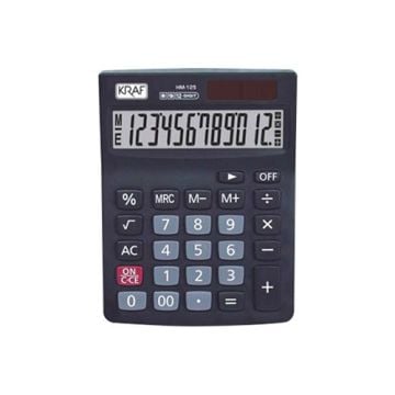 KRAF HESAP MAKİNESİ MASAÜSTÜ 12 HANE HM-125 SİYAH