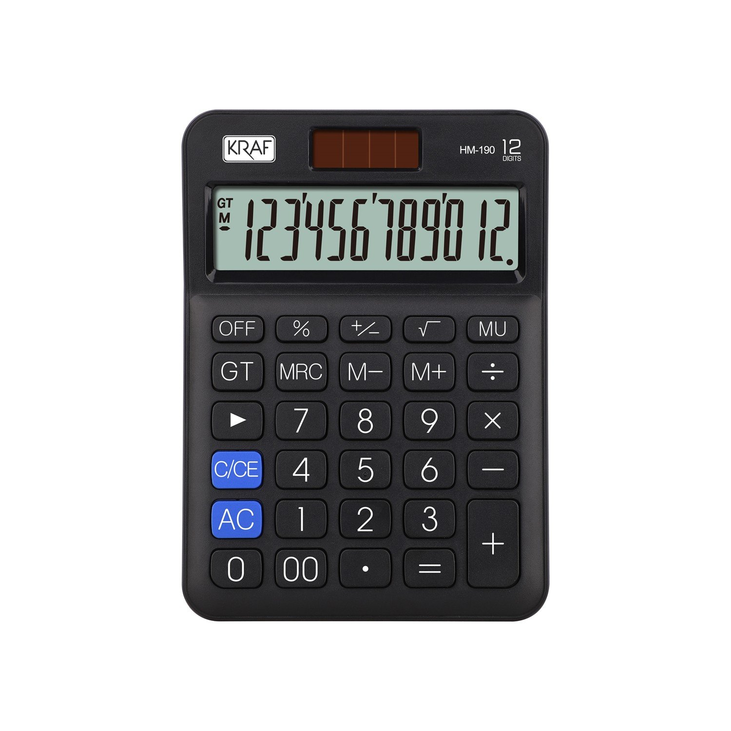 KRAF HESAP MAKİNESİ MASAÜSTÜ 12 HANE HM-190 BL SİYAH