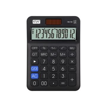 KRAF HESAP MAKİNESİ MASAÜSTÜ 12 HANE HM-190 BL SİYAH