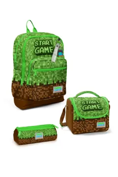 Coral High Kids Yeşil Kahverengi Desenli 3’lü Okul Çanta Seti SET0123776