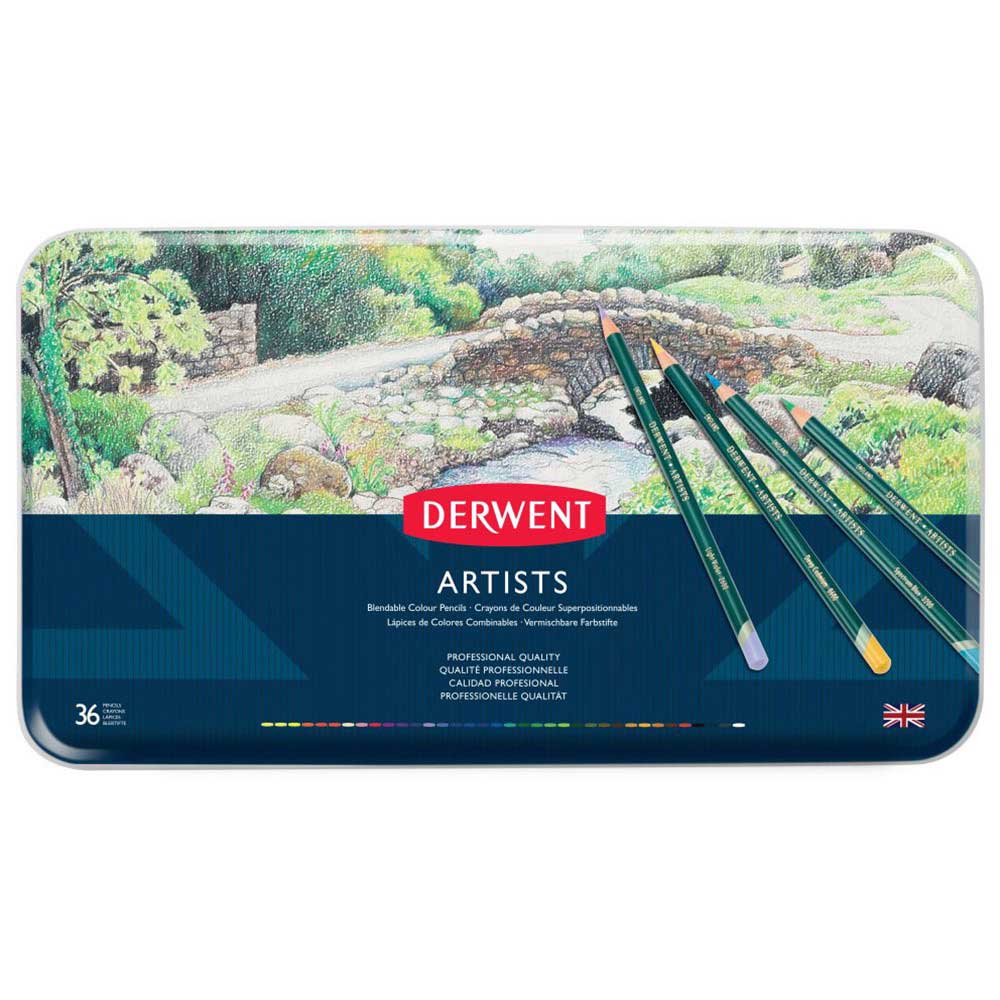 Derwent Artists Kuru Boya Kalemi Metal Kutu 36'lı